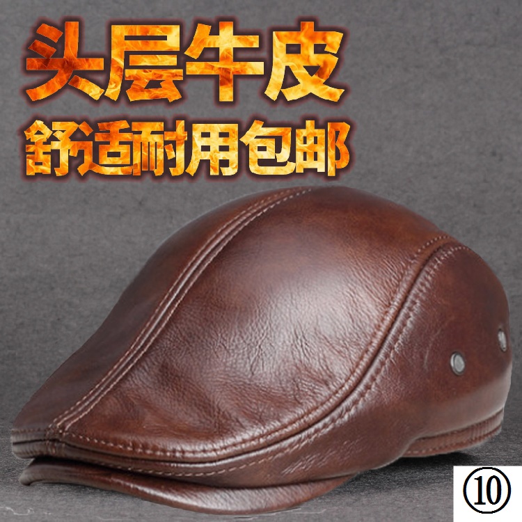 Mũ Beret Da Bò Thật Thời Trang Thu Đông Dành Cho Nam Giới Độ Tuổi Trung Niên
