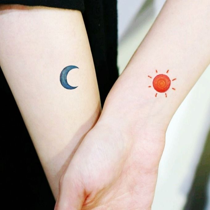 Hàng Mới Về Hình Xăm Dán Cặp Đôi Mặt Trời Mặt Trăng Phong Cách Ins Mới