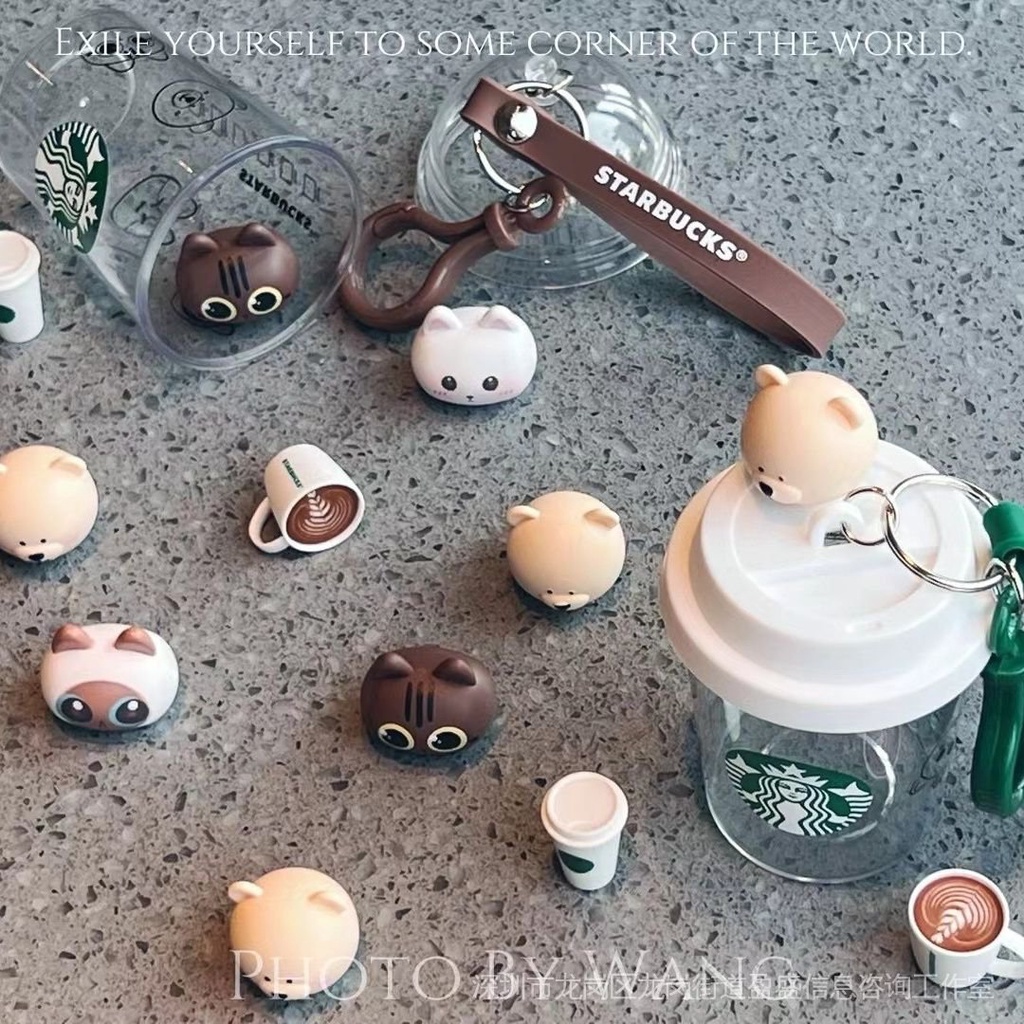 Móc Khóa Ly Nước Starbucks Đa Năng Hình Gấu Đáng Yêu