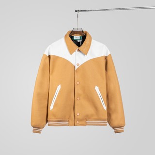 Áo khoác bomber varsity The Bad God Leather G Jacket - Nâu