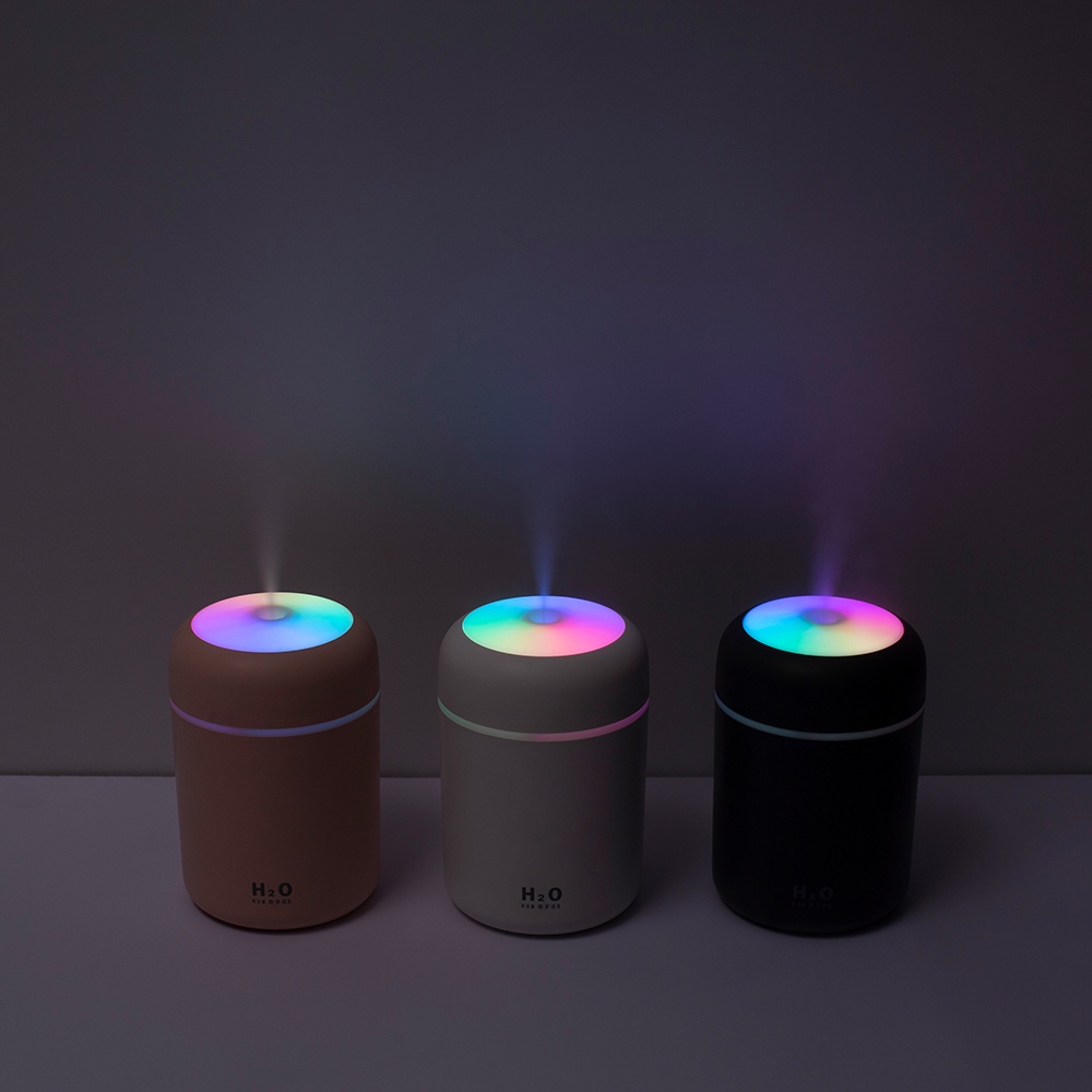 Máy Phun Sương Mini Kiêm Xông Tinh Dầu Thơm Phòng H2O | Đèn Led Xoay Vòng 7 Màu Cấp Ẩm Đuổi Muỗi
