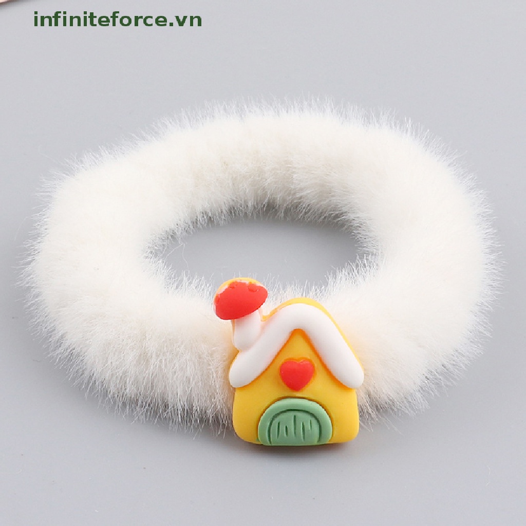 Dây Buộc Tóc Cao Su Bọc Lông Giả Mềm Mại Co Giãn Thời Trang Giáng Sinh Dành Cho Nữ