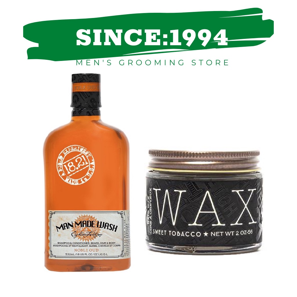 [Chính Hãng USA] Combo Dầu Gội Xả Tắm 3 In 1 18.21 Man Made Wash và Sáp Vuốt Tóc Nam 18.21 Man Made Wax