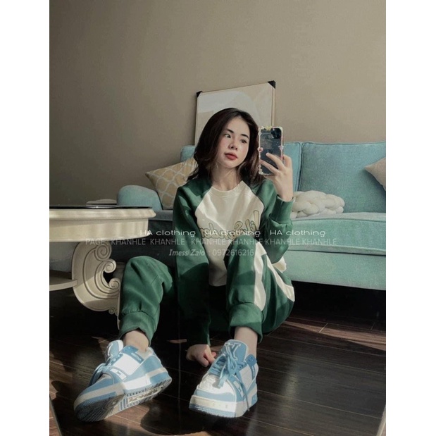 BỘ NỈ PHỐI TAY 2 MÀU JISANDER CỰC XINH