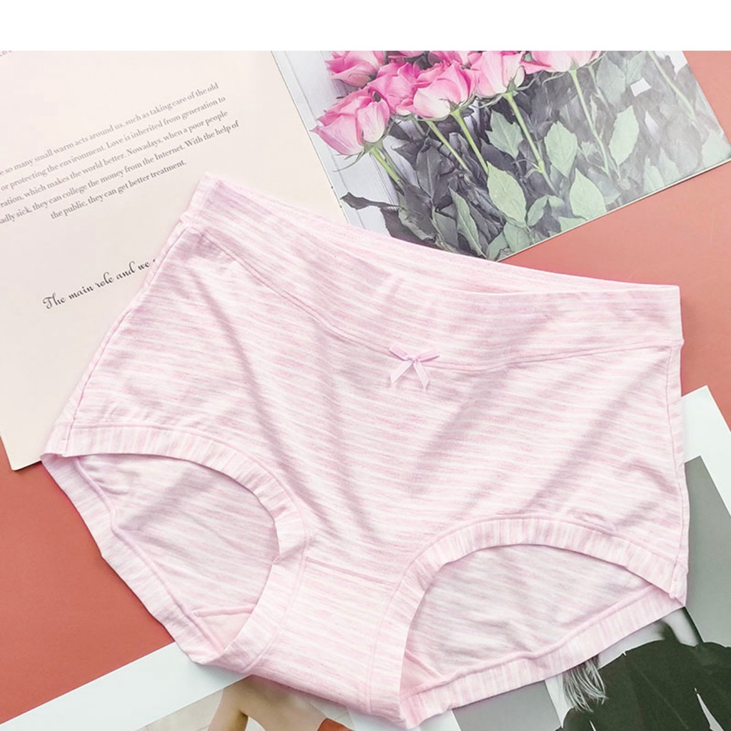Quần lót nữ cotton họa tiết kẻ ngang QL071 freesize đến 70kg
