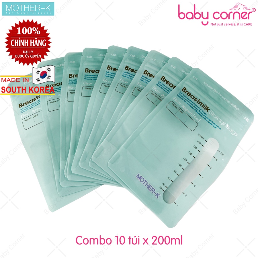 Combo 10 Túi Trữ Sữa Cảm Biến Nhiệt Mother-K Hàn Quốc 200ML