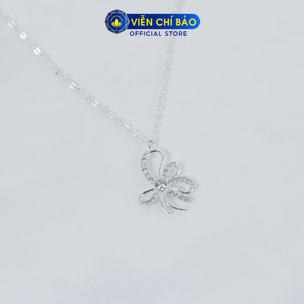 Dây chuyền bạc nữ hình nơ đính đá chất liệu bạc 925 thời trang phụ kiện trang sức Viễn Chí Bảo D400471
