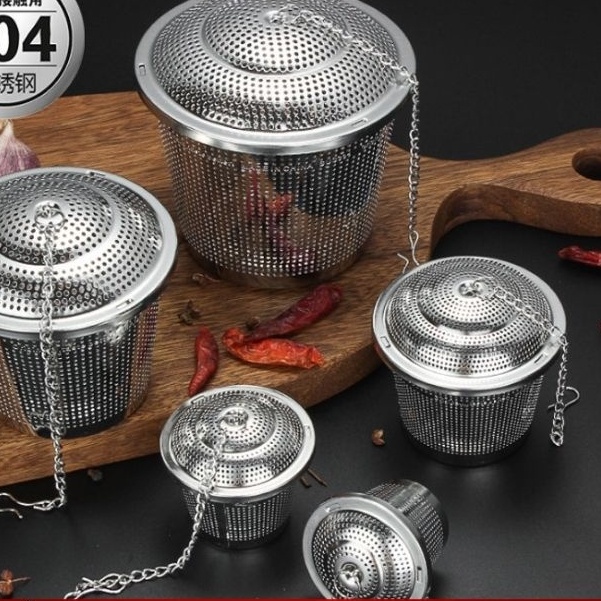 Giỏ lọc chất liệu inox 304 không gỉ hình trụ, lọc trà các loại thảo dược, gia vị đồ hầm nóng nẩu-LINOX01