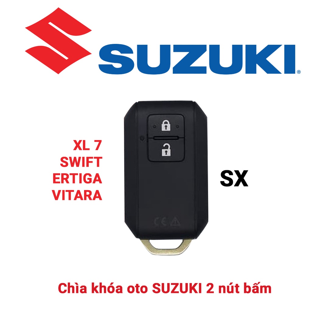 Bao da bọc chìa khóa smartkey ô tô Suzuki XL7 Swift Ertiga Vitara khâu tay móc đen có dây tay cầm SX2