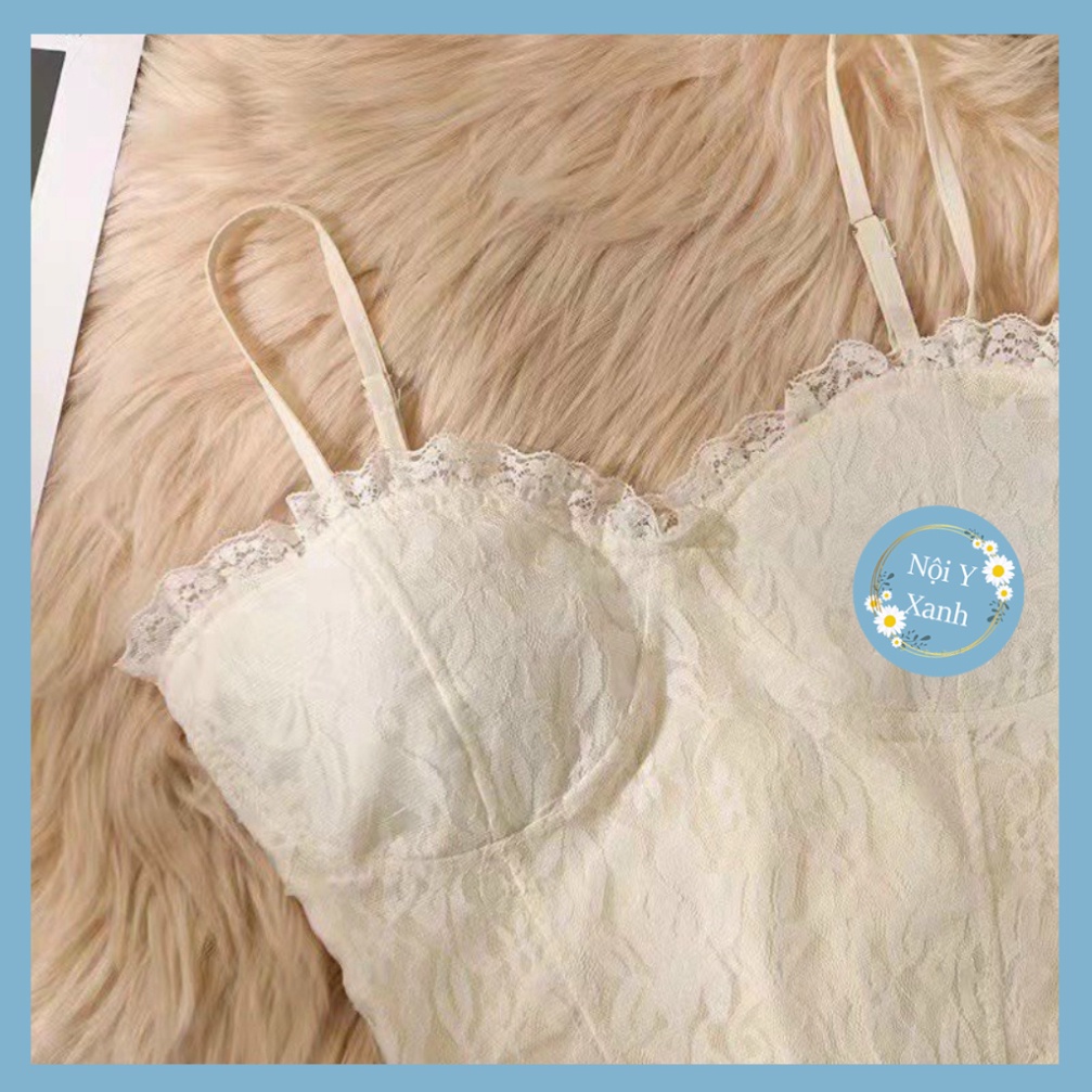 Áo lót nữ LENABRA, bra tiểu thư sang chảnh phối ren ôm body tôn dáng nội y xanh, chất đẹp, deal tốt