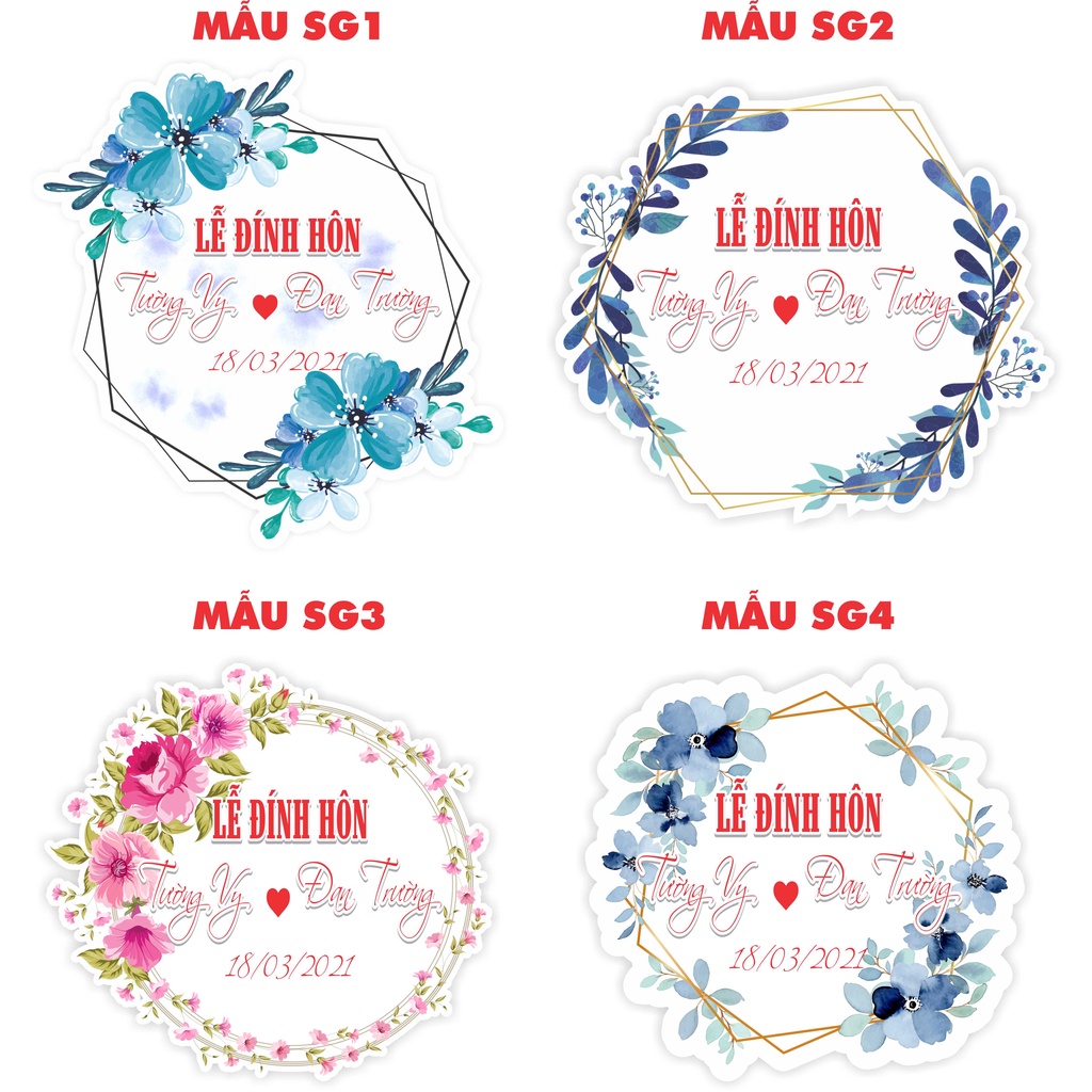 Bảng Cưới - Theo Yêu Cầu - Tên Cô Dâu Chú Rể - Tân Hôn - Vu Quy - Decal Sài Gòn