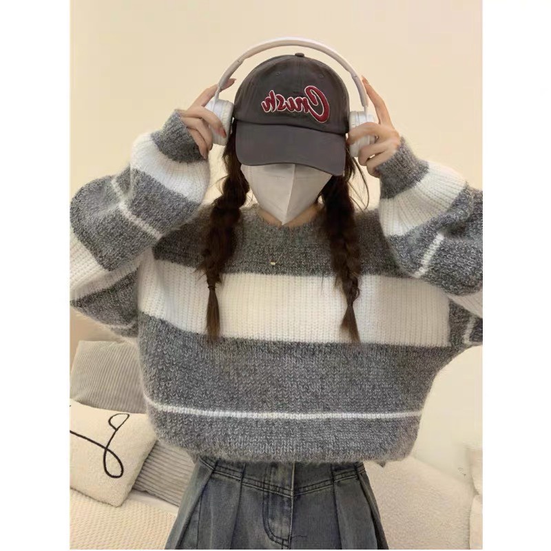 Áo len kim sa nữ dáng croptop dày dặn