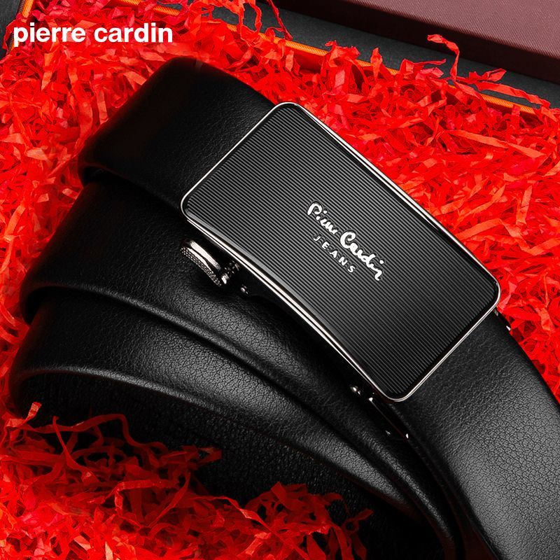 Thắt lưng nam da thật Pierre Cardin chính hãng J1A826Z-2111101A sọc nổi da thật Khóa tự động dây nịt Nam