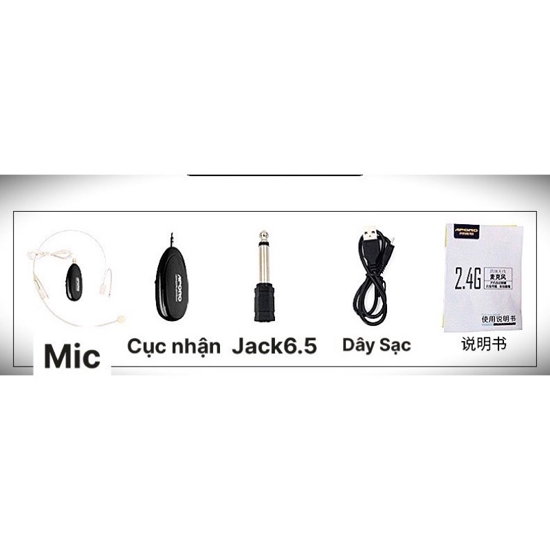 Set mic gạo không dây 2.4g. có củ thu phát dùng cho mọi loa trợ giảng  âm ly loa kéo