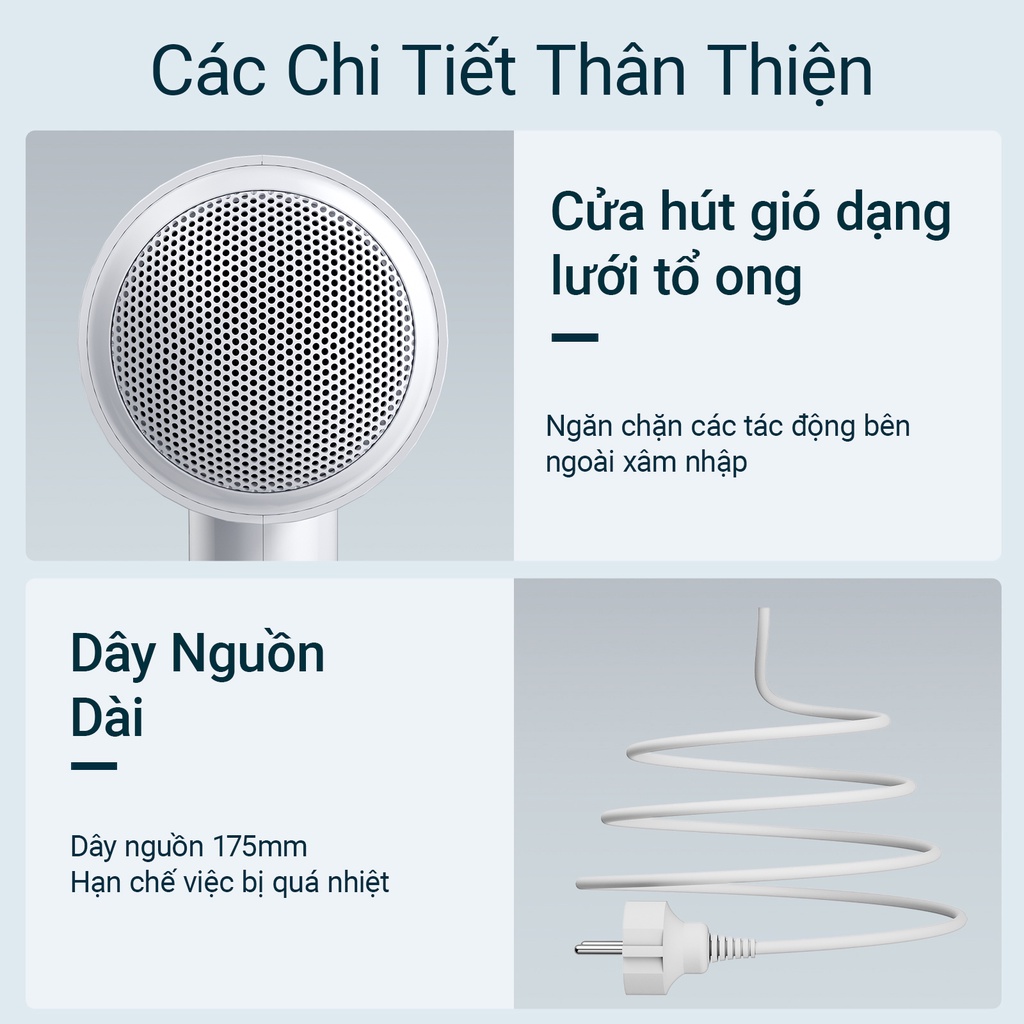 Máy Sấy Tóc En 5 Công Suất 1800W Thiết Kế Tối Giản Điều Chỉnh Mức Gió Và Nhiệt Tiếng Ồn Thấp Tạo Mẫu Nhanh