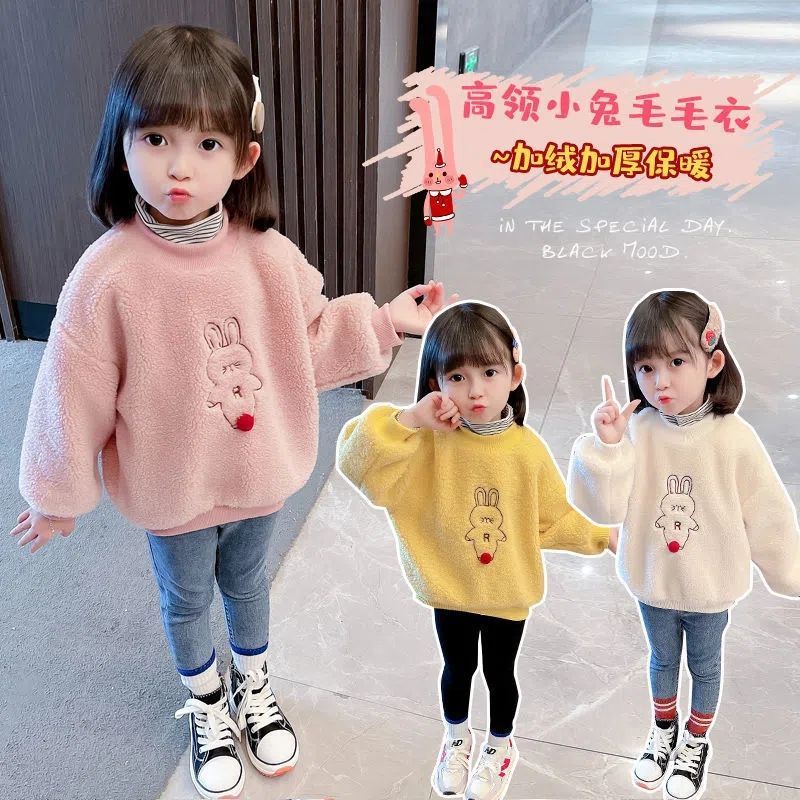 Áo sweater Cổ Cao Chất Nỉ Dày Dặn Giữ Ấm Thời Trang Thu Đông Dễ Thương Cho Bé Gái
