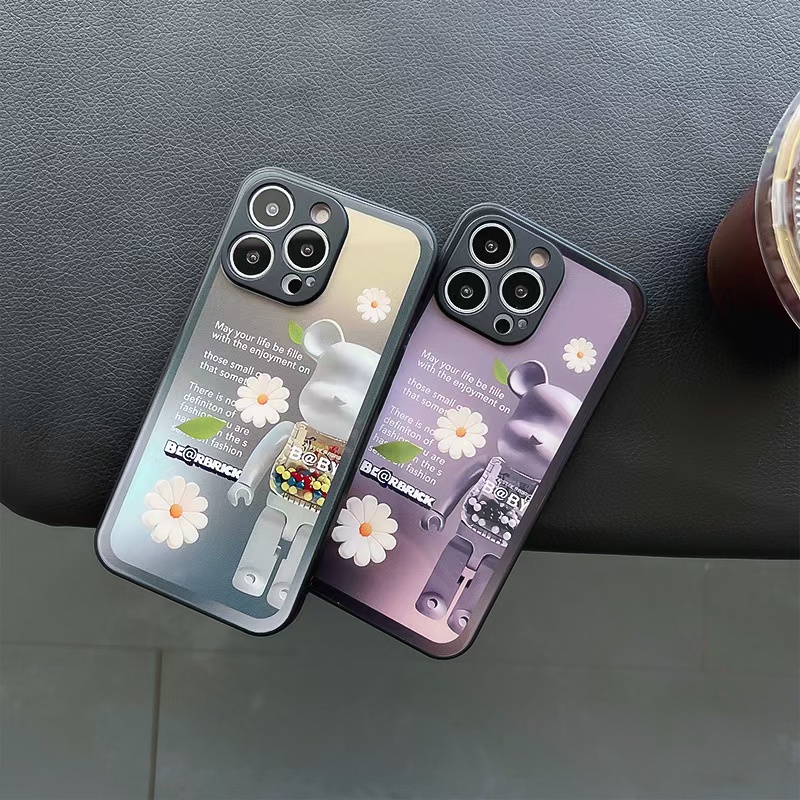 Ốp Điện Thoại Kính Cường Lực In Hình Hoa Cúc Gấu kaws Cho iPhone 14promax 14 13promax 12 11 X XS XSMAX
