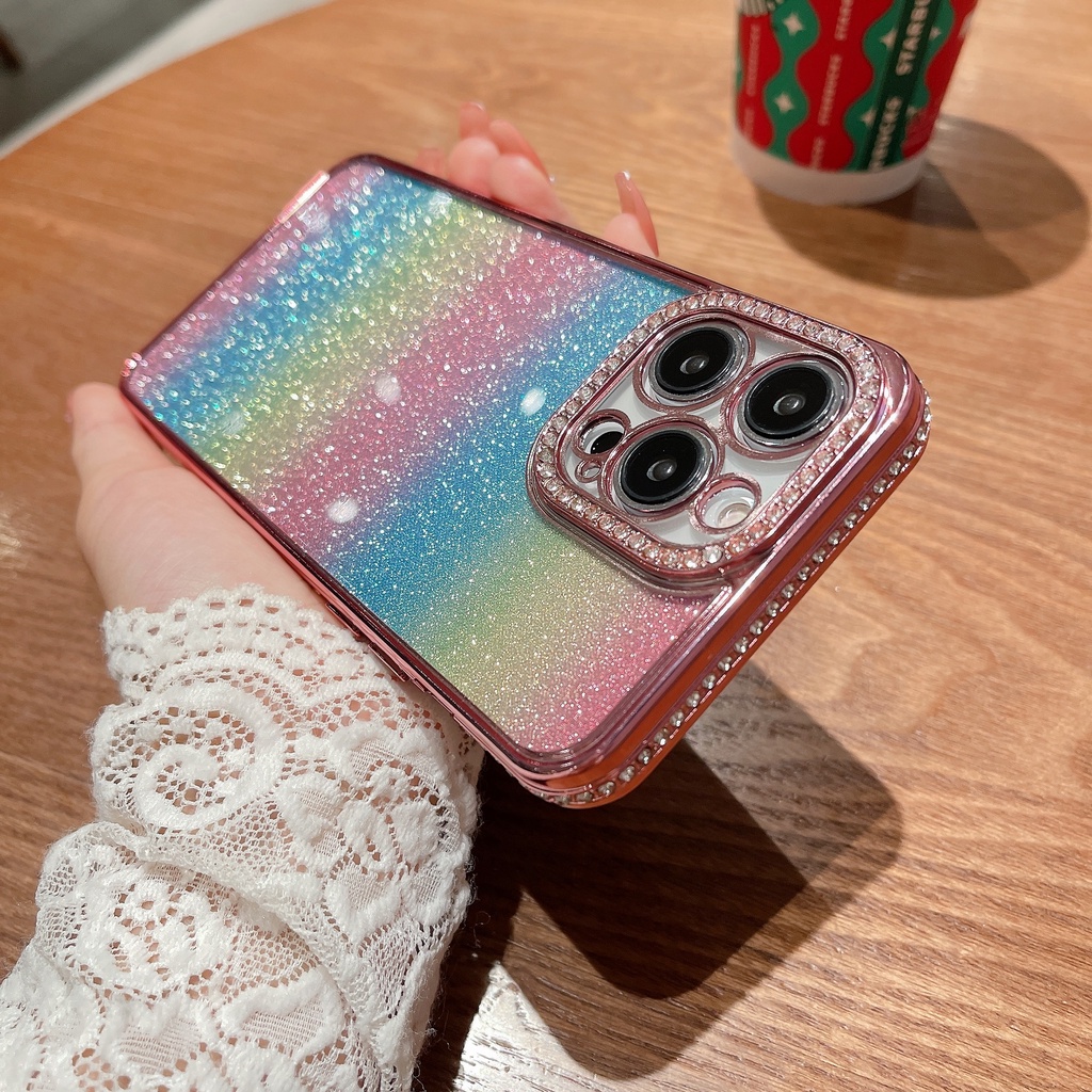 Ốp Điện Thoại TPU Mềm Mạ Cầu Vồng Sang Trọng Cho IPhone 14 Pro 13 12 11 Pro Max X Xs Max Xr 7 8 14 Plus