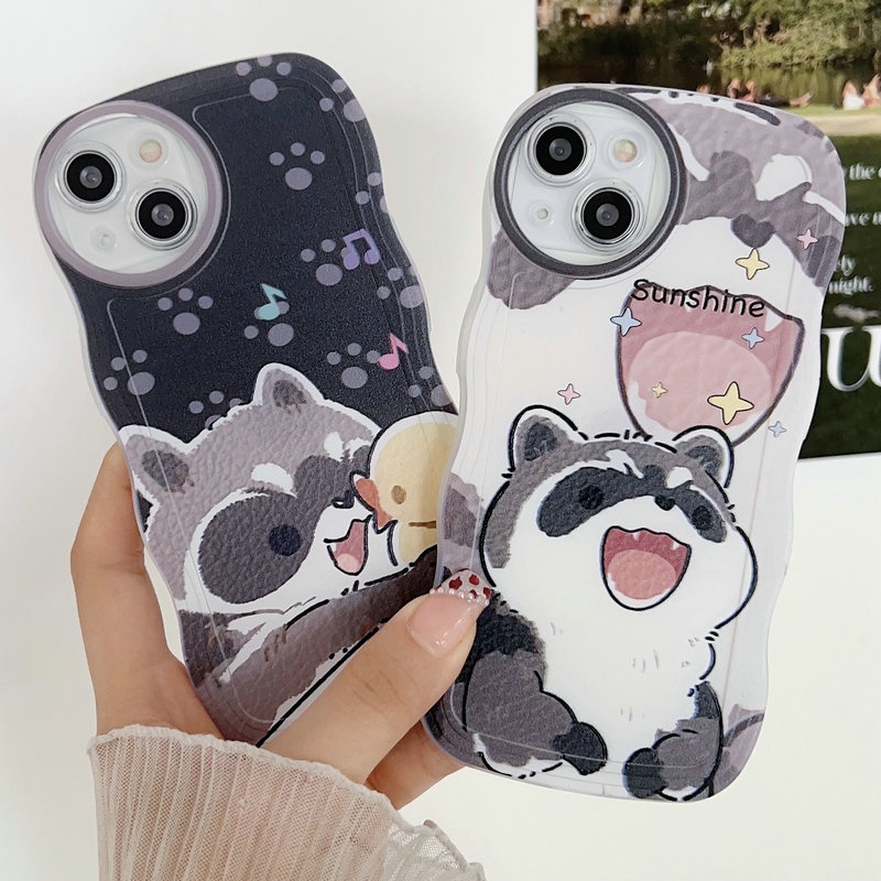 Cute Casing Redmi 12C A1 10C 10A 9C 9A 9S 8 6A 5A Note 12 4G 5G 11S 11 10s 10 Pro 9 9S 8 POCO X4 X5 M3 X3 Pro NFC Cartoon Raccoon Duck Waves Edge Fine Hole  Soft Phone Case Cover STB 07