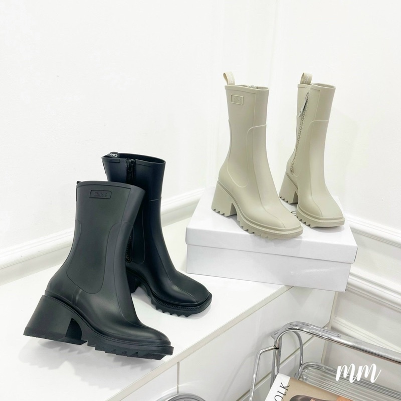 Boot chloe cổ cao đế răng cưa mũi vuông cao cấp