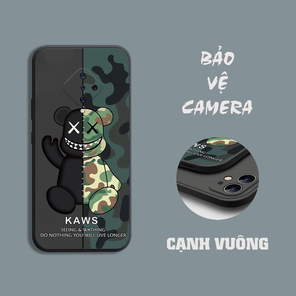 Ốp lưng Vivo S1 Pro / Y9s / X50 Lite / S5 hình gấu nâu và rằn ri cạnh viền vuông có bảo vệ camera