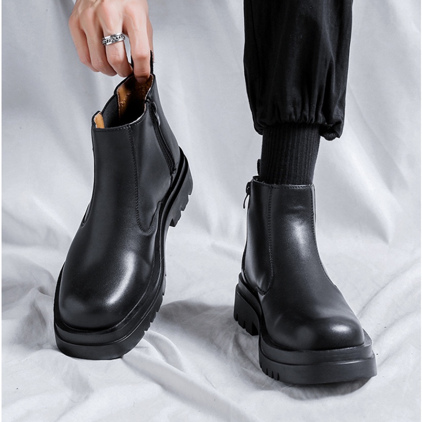 [DA XỊN + FULL BOX] Giày bốt da nam - Chelsea Boots - tăng chiều cao 7 cm (Hàng siêu cấp)