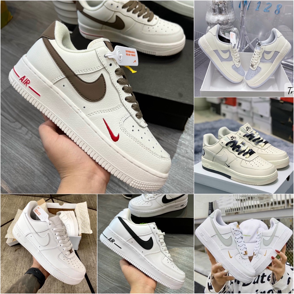 Giày Nike_Air Force 1 trắng vạch nâu Nam Nữ, Giày AF1 Vệt Nâu Hàng Đẹp Full Box Đủ Size 36-43