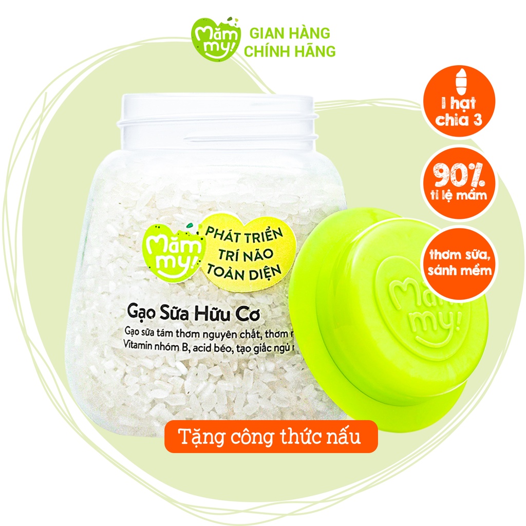 Combo 3 hũ gạo sữa hữu cơ Mămmy nấu cháo cho bé ăn dặm, hũ 140gr