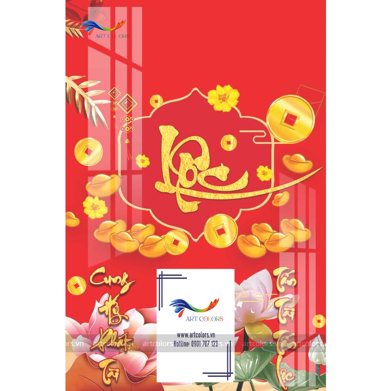 Bìa lịch tráng gương- Chữ Lộc-  Lịch Tết treo tường- Kích thước 40x60cm- không kèm bloc lịch