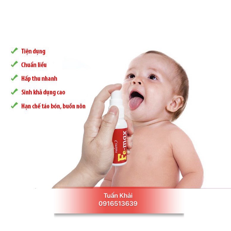 Sắt xịt Fe-Max Iron Spray / Femax phòng ngừa thiếu máu do thiếu sắt