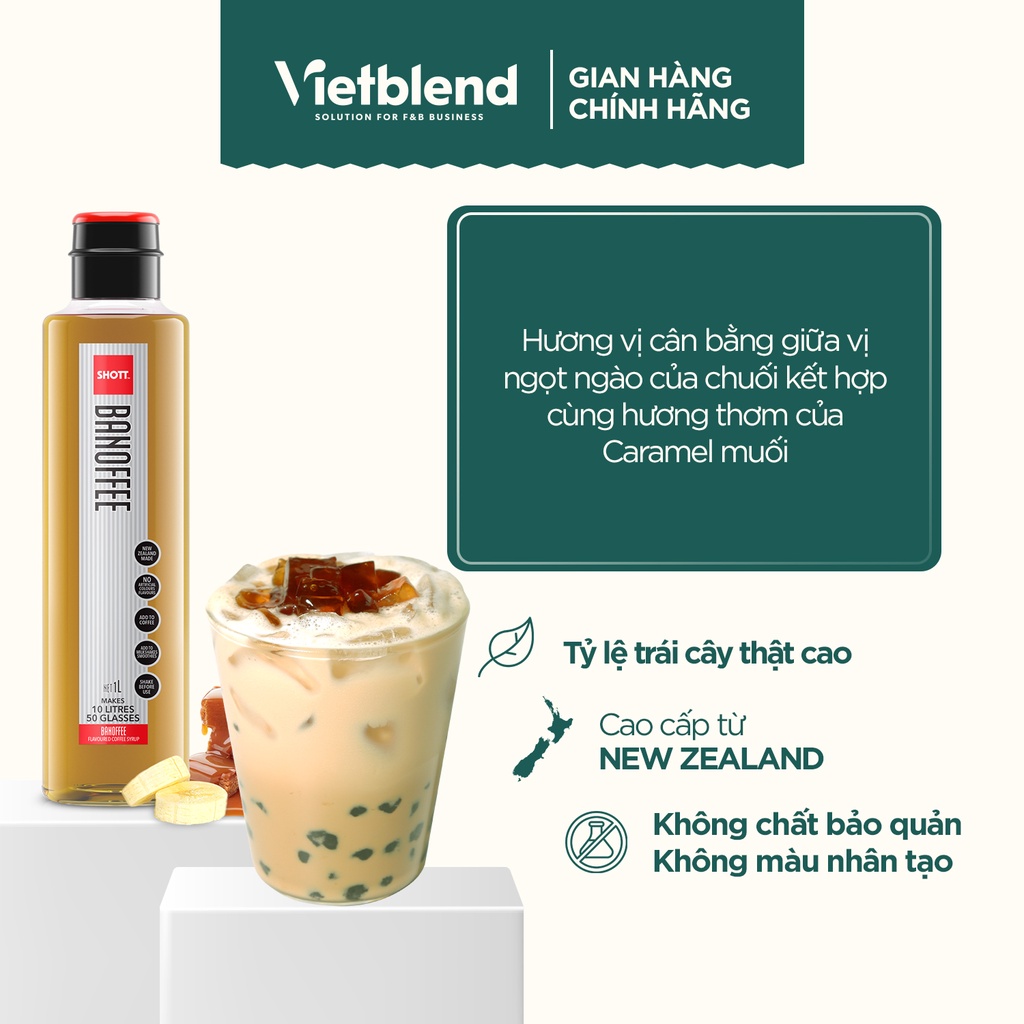 Syrup SHOTT vị Banoffee chai 1L