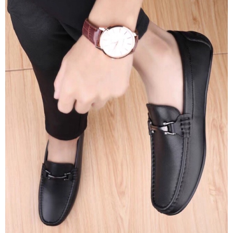 Giày Lười Da bò 100% , Đế cao su , khâu Đế BH 12t LEZAZA
