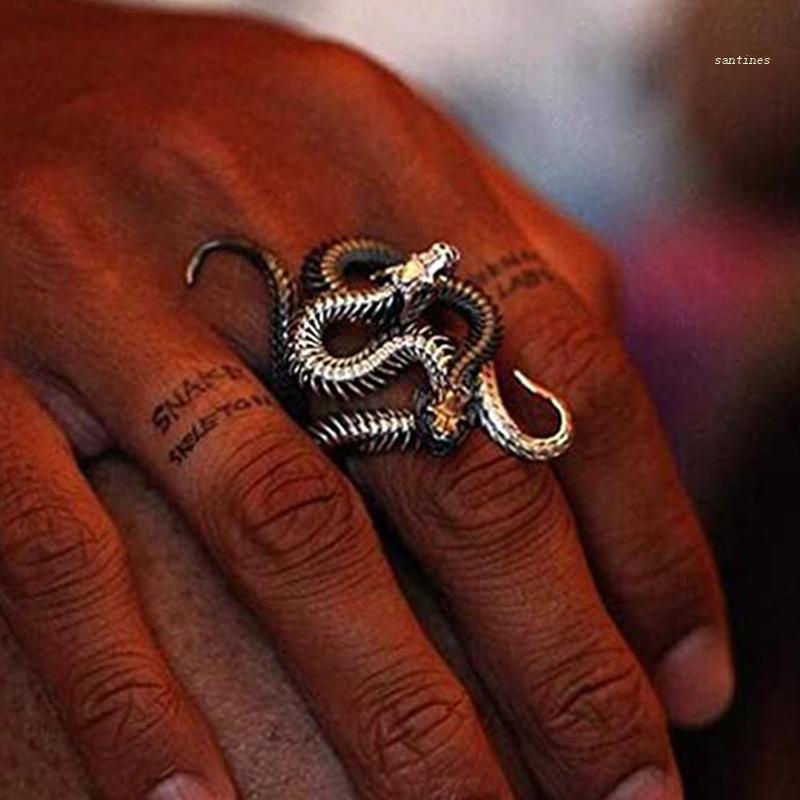San * Nhẫn Hình Xương Rắn Kết Hợp Có Thể Điều Chỉnh Thời Trang Cổ Điển Cho Cặp Đôi