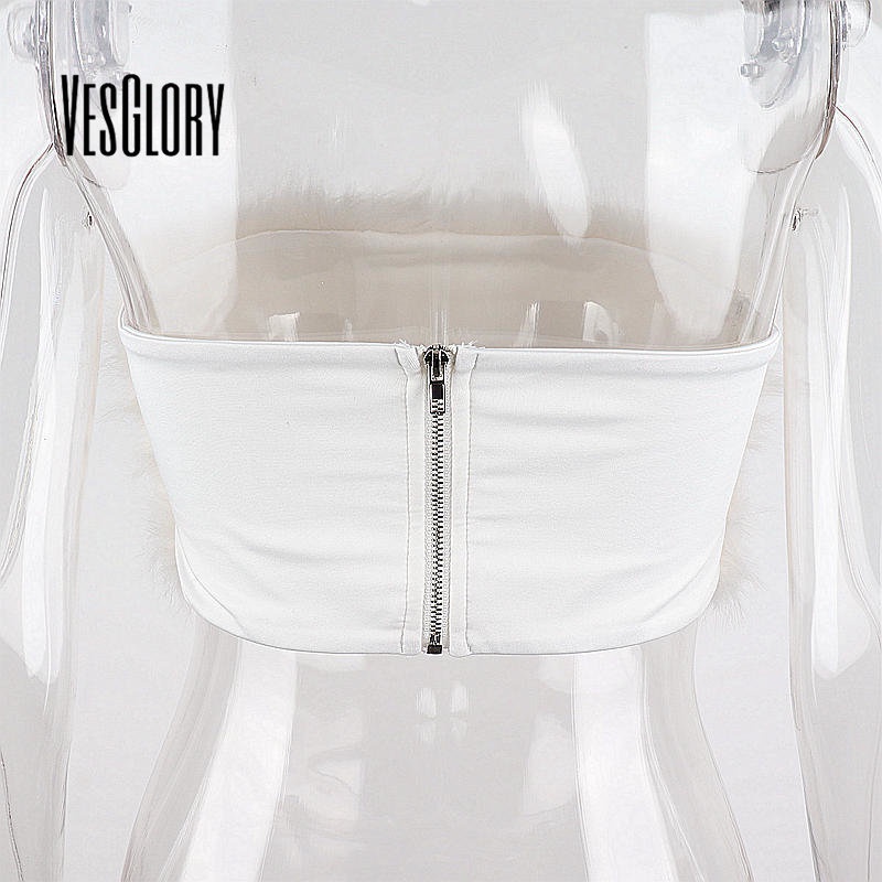 Áo len nữ VesGlory phối lông thời trang quyến rũ