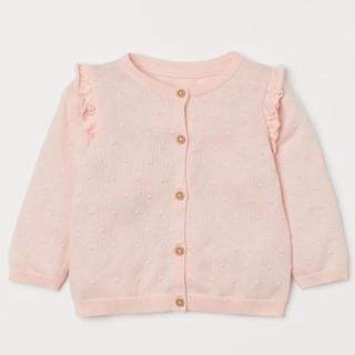 Áo khoác Hm bé gái áo cardigan hồng sữa auth