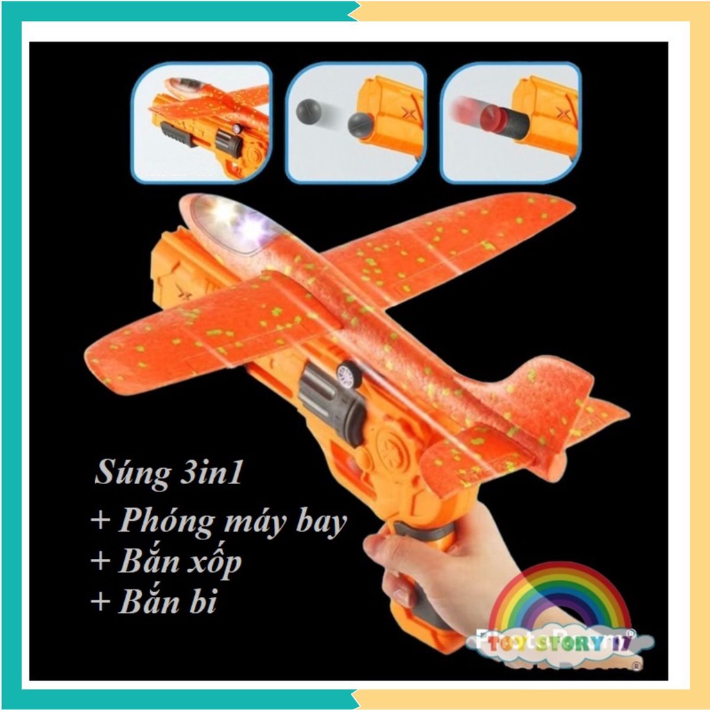 Đồ Chơi Hôp 1 Bộ Súng Phóng Máy Bay Xốp Cho Trẻ Em
