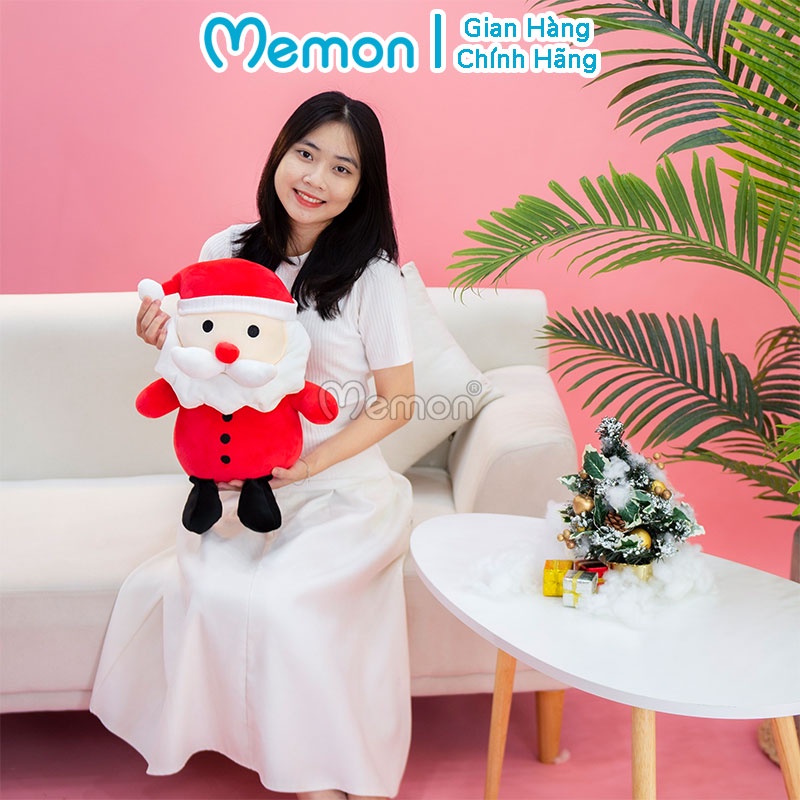 Gấu Bông Ông Già Noel Giáng Sinh Cúc Đen Nhồi Gòn Cao Cấp Memon