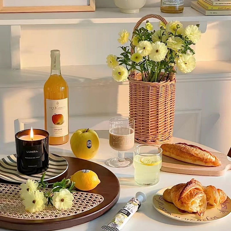 Đĩa Đựng Trái Cây / Salad / Tráng Miệng Bằng Sợi Tre Nhẹ Nhàng Đơn Giản Hiện Đại Sang