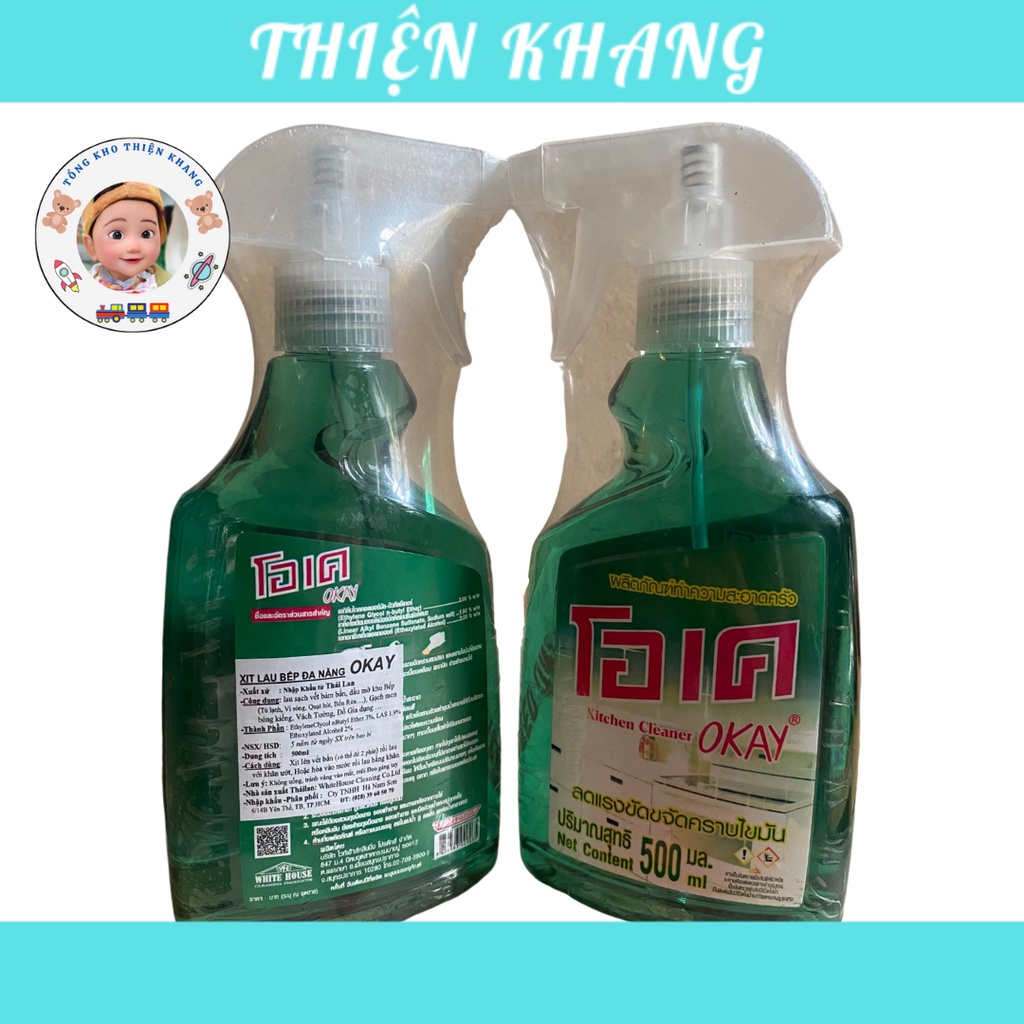 Nước xịt tẩy rửa nhà bếp đa năng Okay Thái Lan 500ml