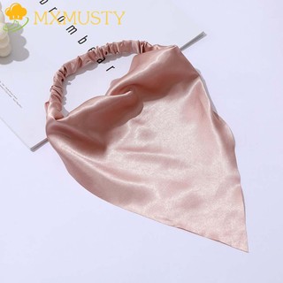 Khăn bandana hình tam giác vải lụa satin mặt nhẵn bóng dùng cột tóc kiểu dáng thanh lịch nhiều màu tùy chọn cho nữ