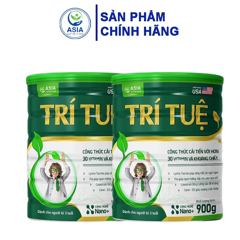 Combo 2 hộp sữa dinh dưỡng Trí Tuệ Asia Nutrition trọng lượng 900g tác dụng ăn ngon, tiêu hóa khỏe, tăng cường sức khỏe