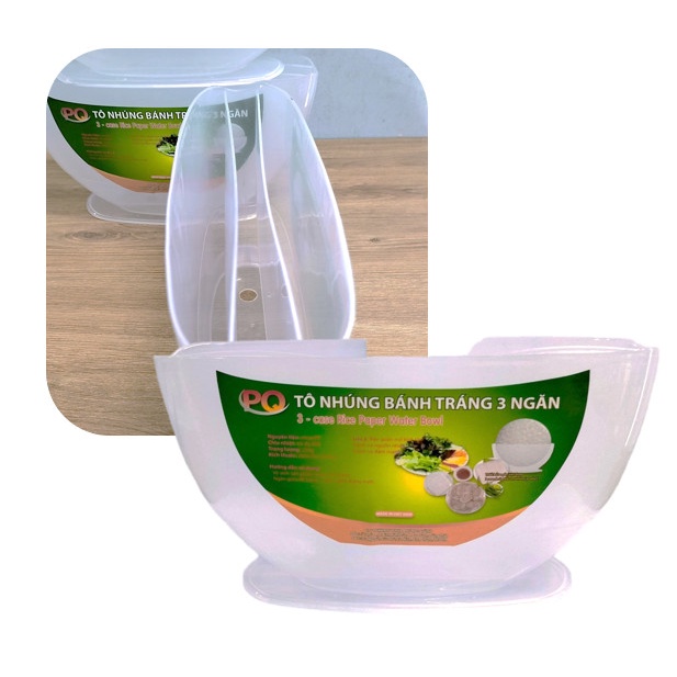 Tô Nhúng Bánh Tráng - Khay Nhúng Bánh Tráng 3 Ngăn Siêu Bền 2 Loại Vừa - Lớn