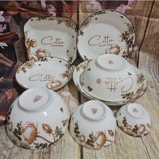 Bộ chén tô dĩa sứ Cotton cao cấp, sang trọng - bộ bàn tô chén dĩa sứ đẹp