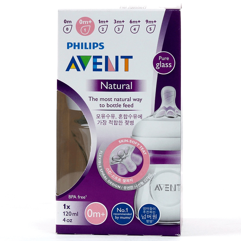 Bình sữa thủy tinh Philips Avent (SCF671/13) mô phỏng tự nhiên 120ml