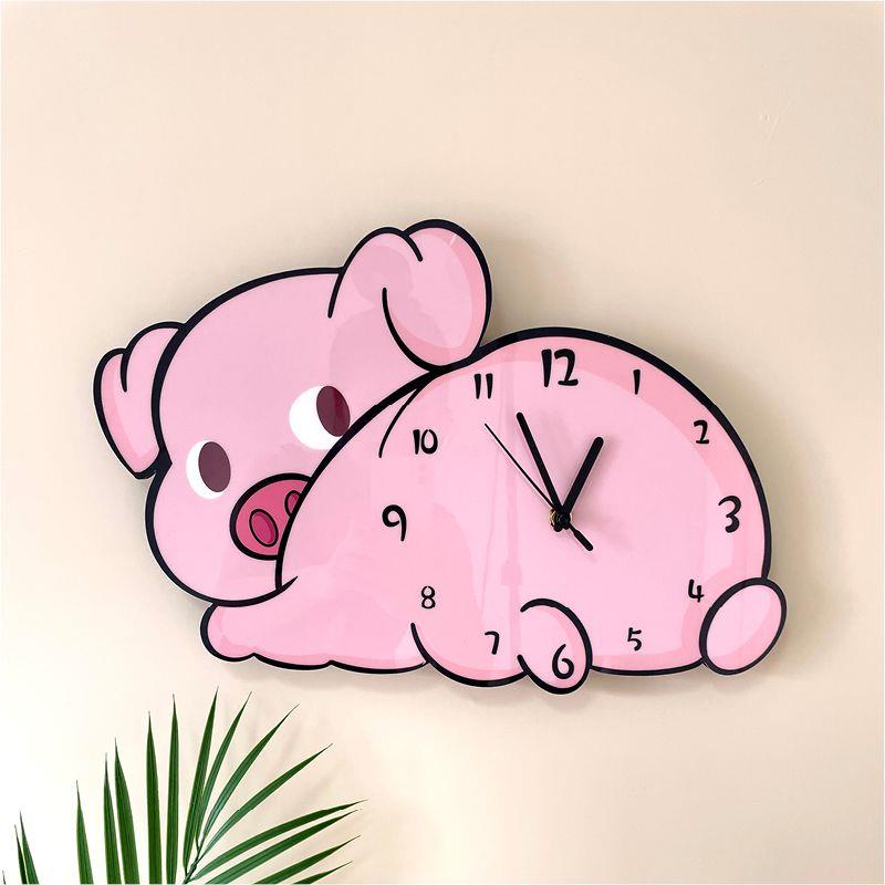 Đồng Hồ Treo Tường Hình Chú Heo Hoạt Hình Sáng Tạo Dễ Thương