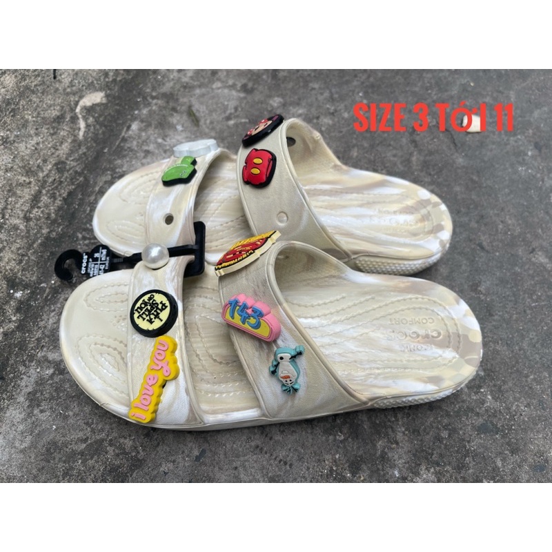 ( Chính Hãng ) Dép crocs quai ngang phối màu