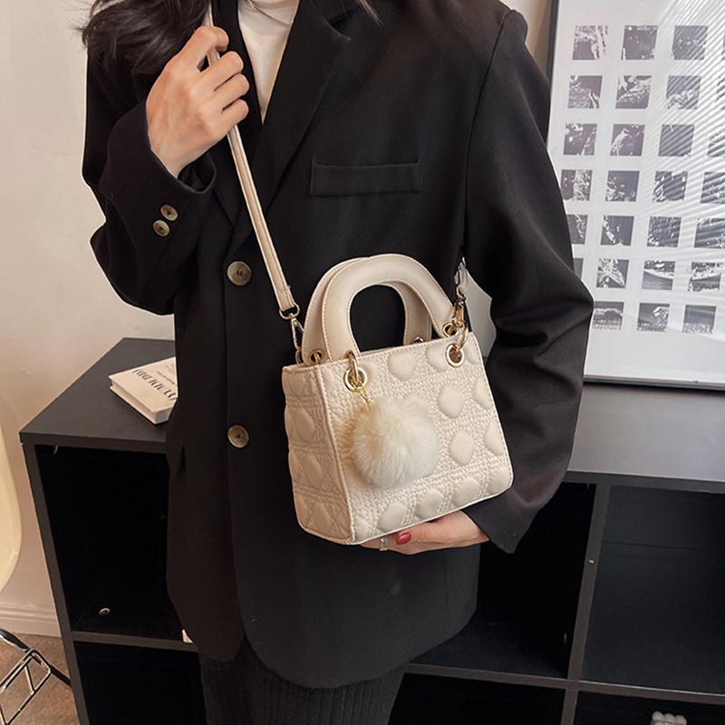 Ielgy Túi Đeo Chéo Hình Thoi Bằng Len Phối Bóng Lông Chất Lượng Cao