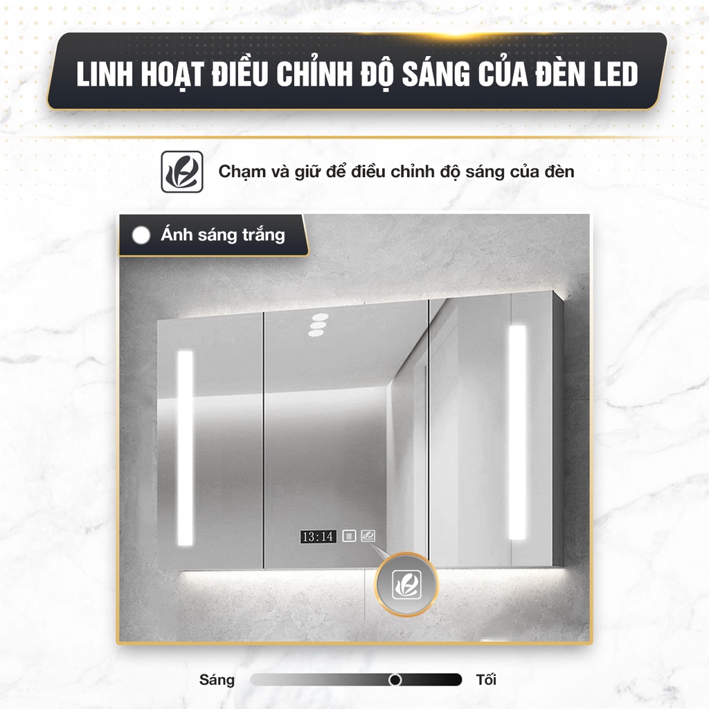 Tủ gương phòng tắm chất liệu gỗ Enic ST01-sơn cao cấp chống thấm,chống ẩm,khử sương mờ,cảm ứng đèn led