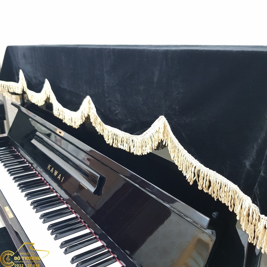 Khăn phủ đàn Piano nhung đen tặng kèm phủ ghế đơn