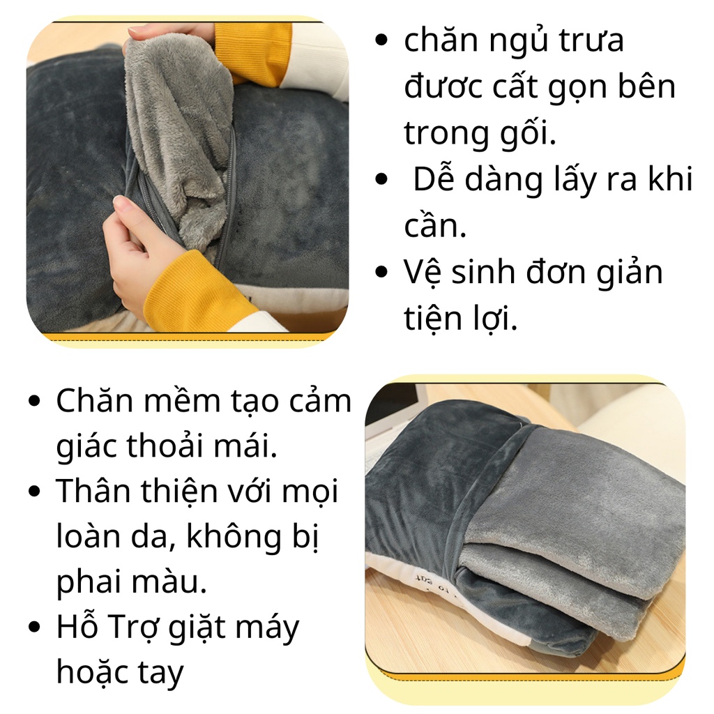 Bộ gối chăn tựa lưng văn phòng hình thú dễ thương BINNIECUTE cao cấp